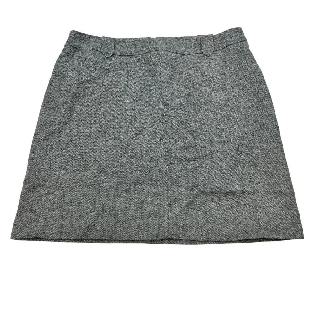 Talbots Womens Wool Blend A-Line Skirt Above Knee Gray Size 16P Zip